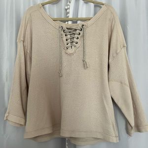 FREE PEOPLE/WE THE FREE TIE NECK PULLOVER.
